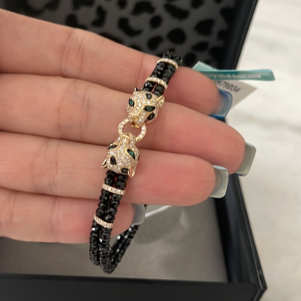 $2,295 New EFFY Panther Diamond Bracelet 14k Gold